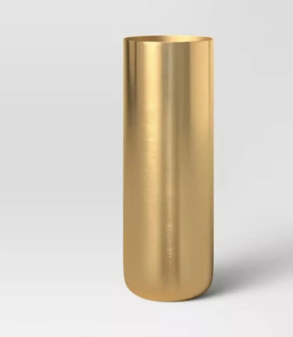 Tall Brass Vase Threshold Cylinder Bud Vase for Tabletop Watertight 11